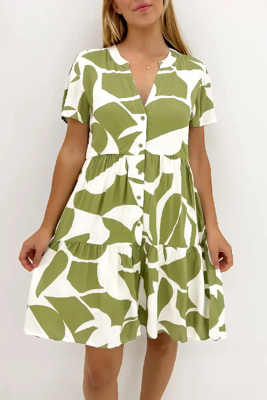 Adalynn Mini Dress Sage Abstract