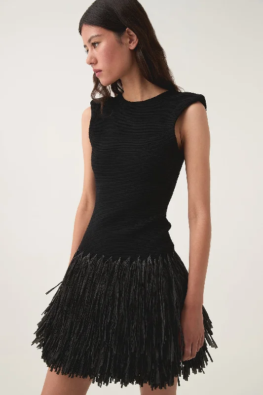 Rushes Raffia Knit Mini Dress